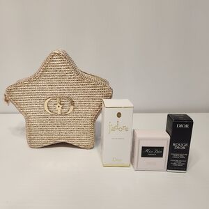 Dior Gold Shiny Star Pouch Make Up Bag Set 4 Piece Limited Edition NIB